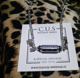 C.U.S® ketting message beads 'Dream, Believe, Achieve' (nikkelvrij) met herkimer bedels