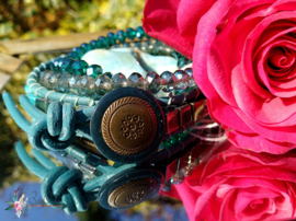 Green Punch wrap, Turquoise en hematiet armband