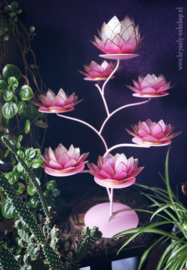 Blushing Pink Lotus Boom | 7 waxinelicht houders inclusief roze standaard