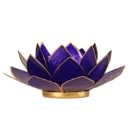 Lotus waxinelichthouder indigo 6e chakra | goud