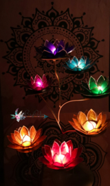 Chakra Lotus Boom | 7  waxinelichthouders inclusief standaard