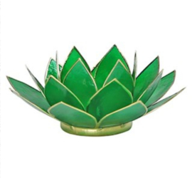 Lotus waxinelichthouder groen | zilver| 4e chakra