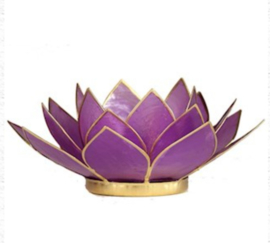 Lotus  waxinelichthouder lila | gouden randjes |sfeerlicht