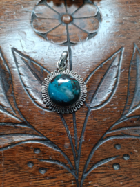 Unieke handgemaakte 925 zilveren hanger met Chrysocolla