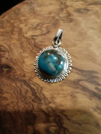 Unieke handgemaakte 925 zilveren hanger met Chrysocolla