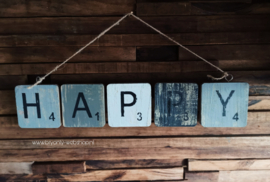 Hangbord Scrabble letters - Happy