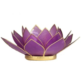 Lotus  waxinelichthouder lila | gouden randjes |sfeerlicht