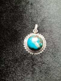 Unieke handgemaakte 925 zilveren hanger met Chrysocolla
