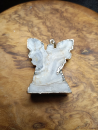 Chalcedoon Engel hanger met zilverkleurige rand
