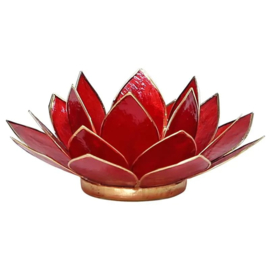 Lotus waxinelichthouder  rood | gouden randjes| 1e chakra