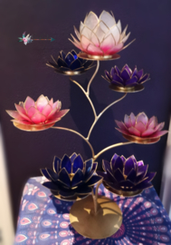 Spicey Lotus Boom | 7 waxinelicht houders inclusief standaard | Brons