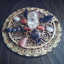 Crystal Grid raster Peace maat S | maansteen | rhodochrosiet  |Bergkristal