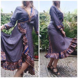 Ibiza Dress one size fits all | Wikkeljurk | sari |  donker blauw