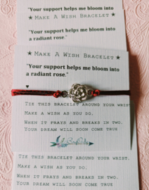 Verstelbare Make A Wish Bracelet  roos | Juf en meester