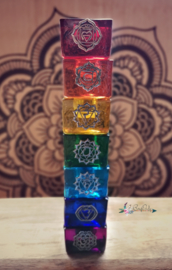 Set 7 Chakra glazen kaarshouders