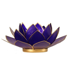 Lotus waxinelichthouder indigo | gouden randjes |6e chakra