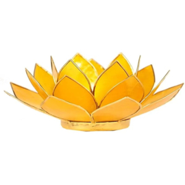 Lotus waxinelichthouder geel | gouden randjes| 3e chakra