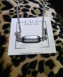 C.U.S® ketting message beads 'Dream, Believe, Achieve' (nikkelvrij) met herkimer bedels