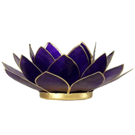 Lotus waxinelichthouder Violet | gouden randjes | 7e chakra