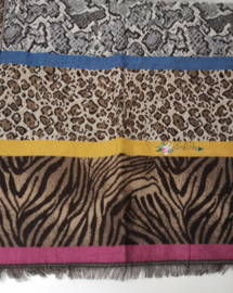 Zachte sjaal met verschillende dierenprints  bruin