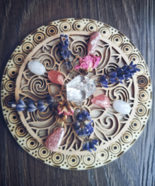 Crystal Grid raster Peace maat S | maansteen | rhodochrosiet  |Bergkristal