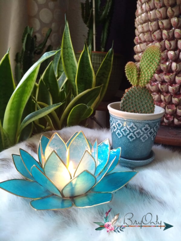 Lotus waxinelicht licht blauw