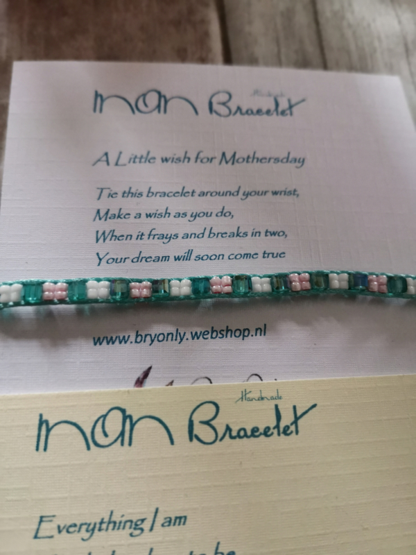 Verstelbare Wish bracelet | Mom, groene kralen