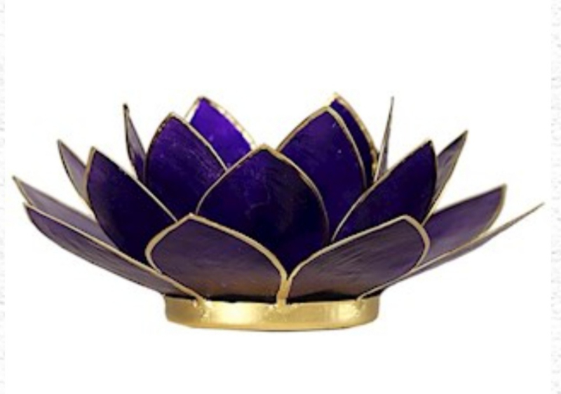 Lotus waxinelichthouder indigo | zilver| 6e chakra