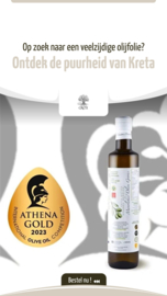 Olijfolie Super Extra Vierge 3 x 500 ml (blik of glas) + 3 x 450gram wilde tijmhoning, gratis verzending en gratis 250ml olijfolie