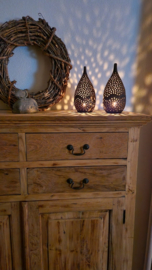 Aardewerk lantaren van House of Crete grijs  groot met lamp