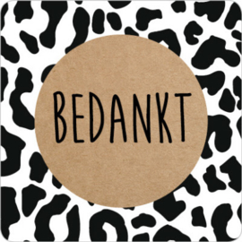 Sticker "Bedankt" leopard vierkant 10 stuks