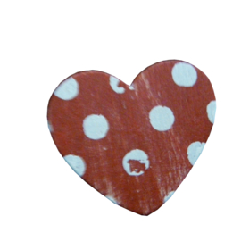 Robuust rood houten hartje stippen met knijpertje Clayre & Eef