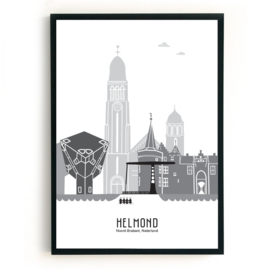 Poster Helmond zwart-wit-grijs  - A4