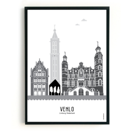 Poster Venlo zwart-wit-grijs  - A4 | A3