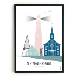 Poster Schiermonnikoog in kleur  - 50x70 cm