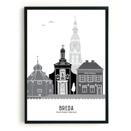 Poster Breda zwart-wit-grijs - A3