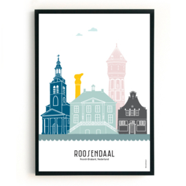Poster Roosendaal in kleur  - A4