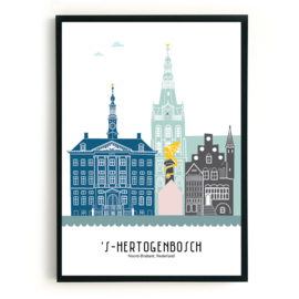 Poster Den Bosch in kleur  - 50x70 cm