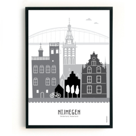 Poster Nijmegen zwart-wit-grijs  - A4 | A3