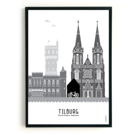 Poster Tilburg  zwart-wit-grijs  - A4 | A3