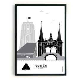 Poster Fryslân zwart-wit-grijs  - A4 | A3