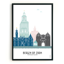 Poster Bergen op Zoom in kleur - A3