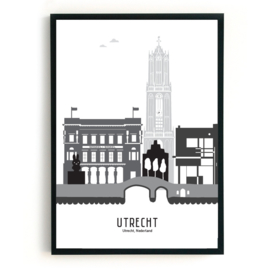 Poster Utrecht zwart-wit-grijs  - A3
