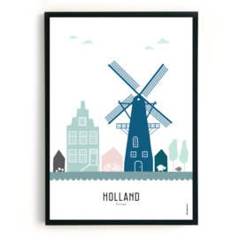 Poster Holland  in kleur  - A4