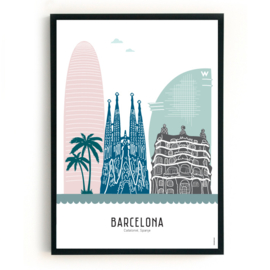 Poster Barcelona in kleur - A4