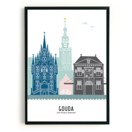 Poster Gouda in kleur  - A4 | A3