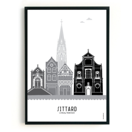 Poster Sittard zwart-wit-grijs  - A4 | A3