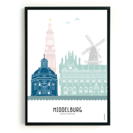 Poster Middelburg in kleur  - A4 | A3