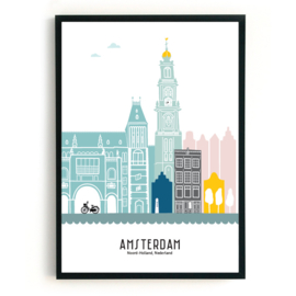 Poster Amsterdam in kleur - A3