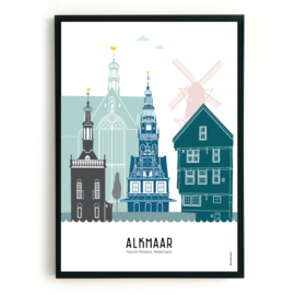 Poster Alkmaar in kleur - A3